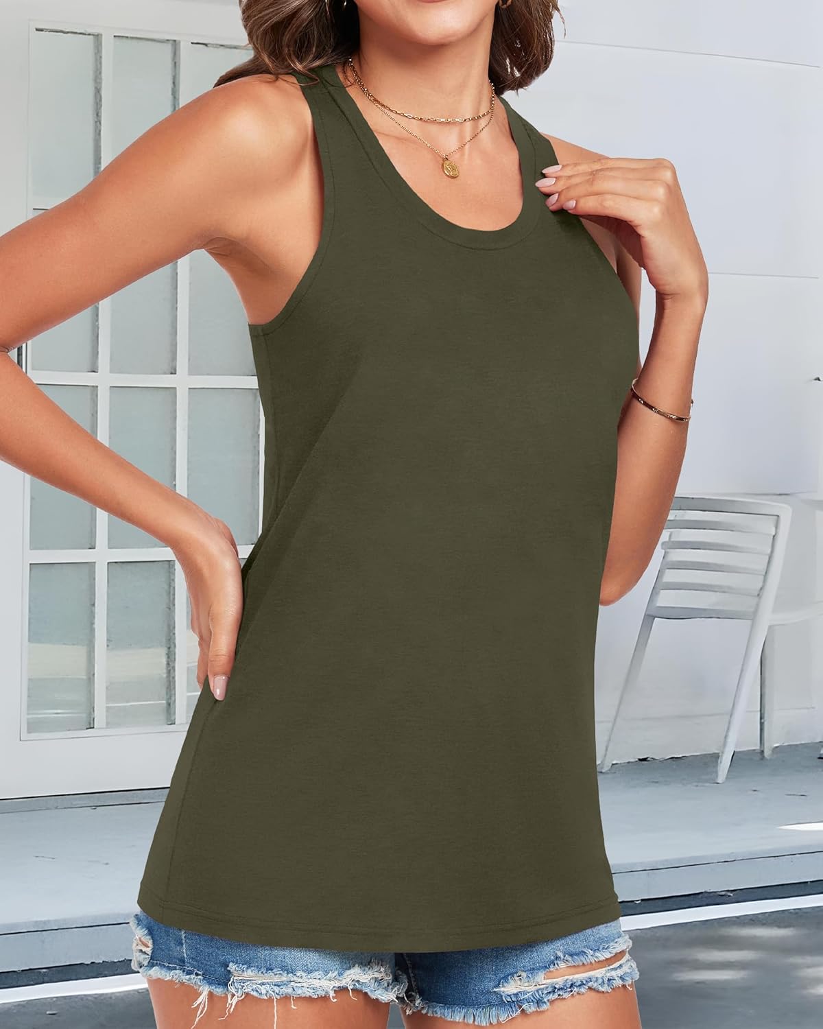 Racerback Tank Tops for Women Summer Sleeveless Round Neck Casual Graphic Tunic Shirts - Image 4