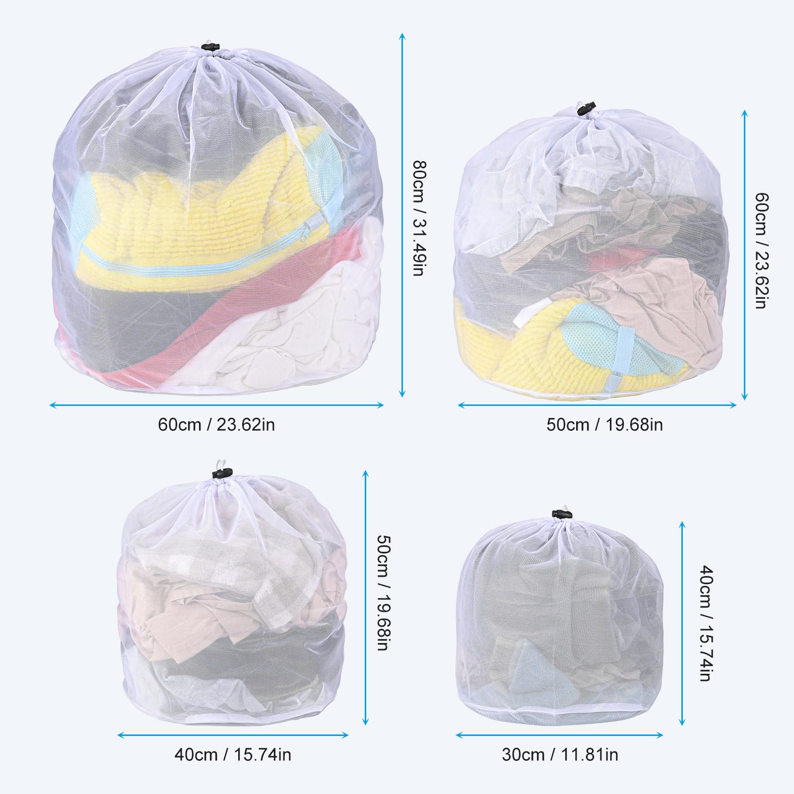 Dntorx 2 stuks wasnet groot, 60 x 80 cm wasnet voor wasmachine waszak groot herbruikbaar waszak voor wasmachine met ritssluiting voor overhemden, truien, jassen, broeken (XXL, wit