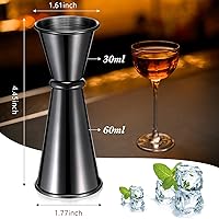 Vista 2 de Jigger de 9 piezas para cóctel de bartending de 2 onzas, 1 oz, taza medidora de vidrio de acero inoxidable 304, vaso de medición de tiro doble Negro