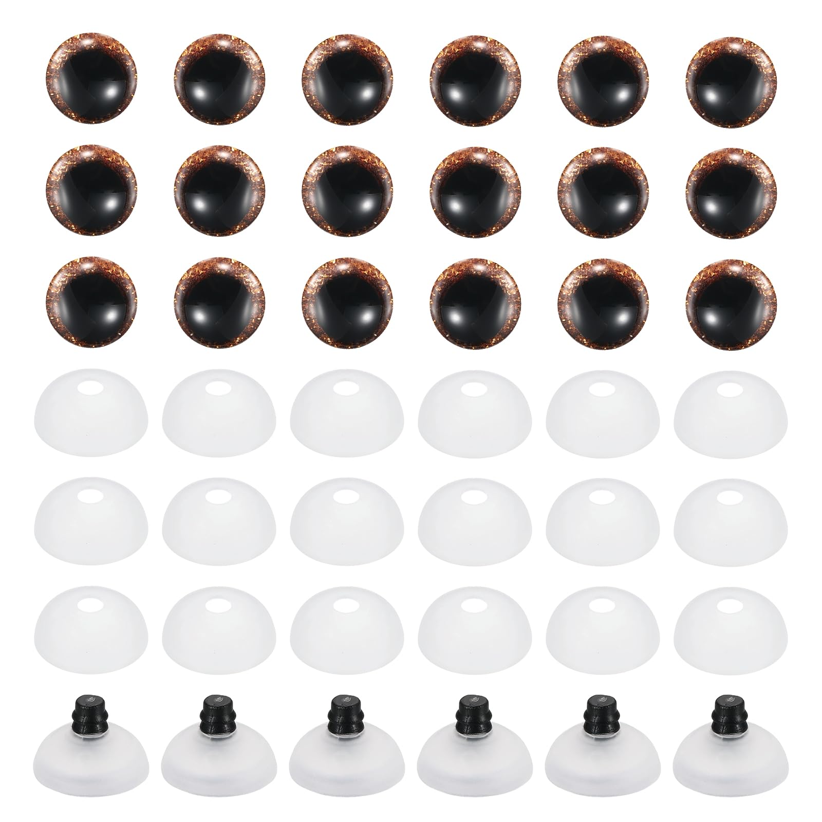 PATIKIL 16mm Flash Safety Eyes, 24 Pcs Doll Eyes Realistic Colorful Crocheting Safety Eye for Decor Crochet Accessories Dolls Craft, Orange