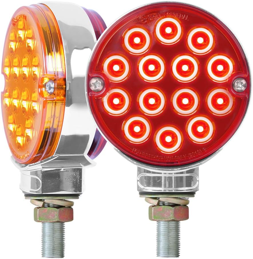 GG Grand General 75194 LED Light (3" Pearl Double Face Amber/Red 14/Side, Twin Pack), 1 Pack