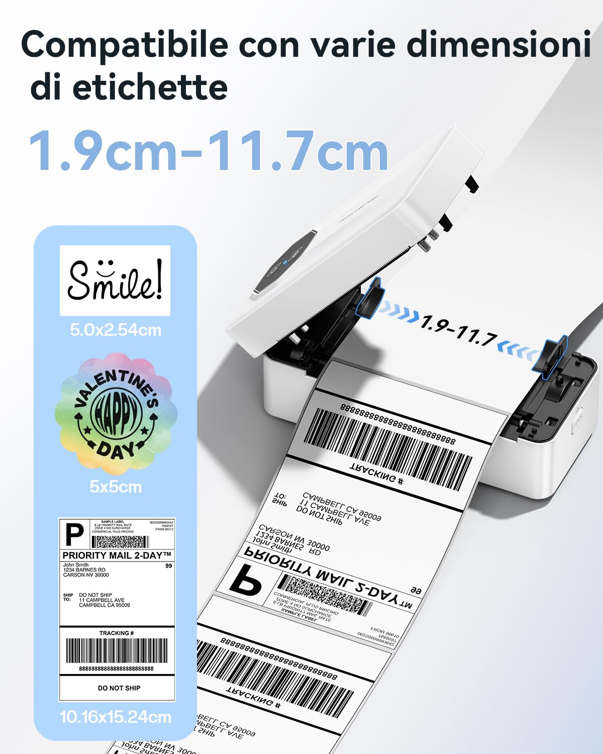 TATTMUSE Stampante per Etichette Termiche, 4x6 Stampante Termica Bluetooth per Etichette di Spedizione, Compatibile con UPS Ebay Amazon