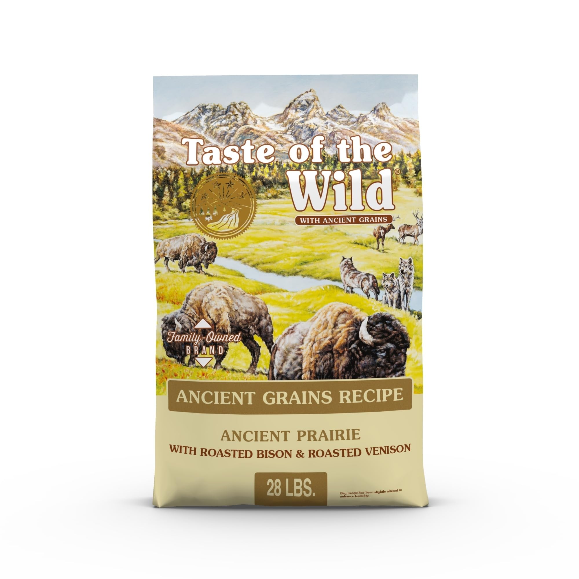 with Ancient Grains, Ancient Prairie Canine Recipe with Roasted Bison and Venison Dry Dog Food, Made with High Protein from Real Meat and Guaranteed Nutrients and Probiotics 28lb