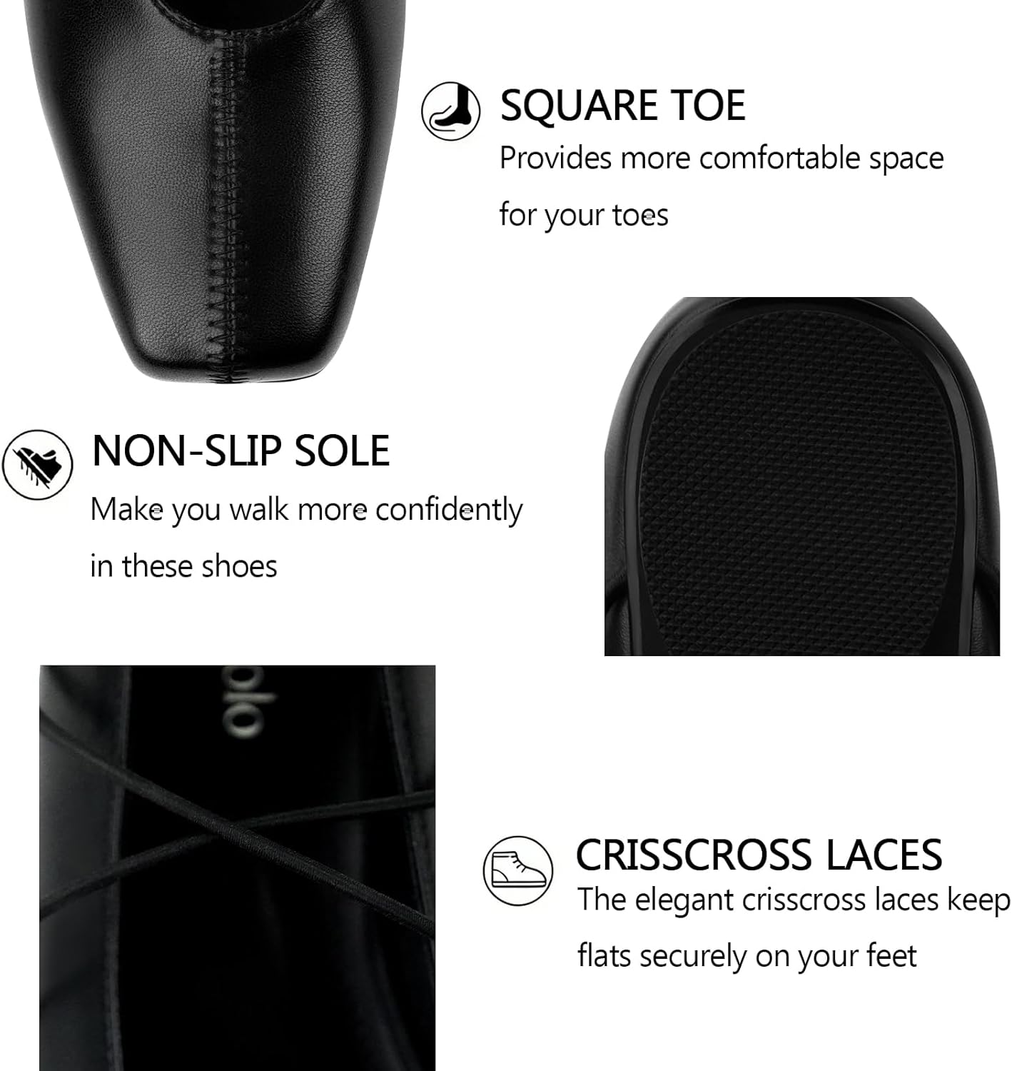 Women’s Square Toe Ballet Flats Comfortable Slip On Flats for Women Dress Shoes for Work Office Casual