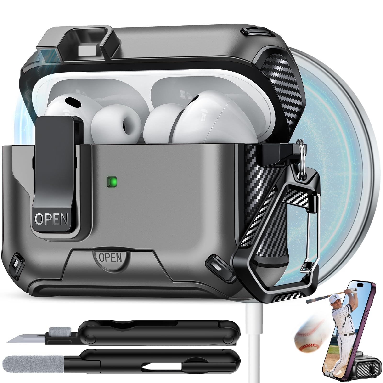 for AirPods Pro 3 Case with Lock (Gray)