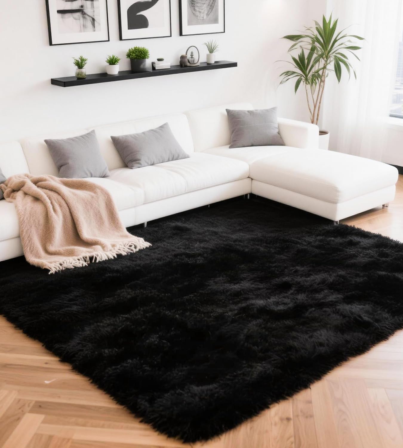 ROHATIM Hochflor Teppich Wohnzimmer Super weich Shaggy Teppich Flauschiger,Soft Area Rug Schlafzimmer Teppiche Super weich Fluffy Kindermatte