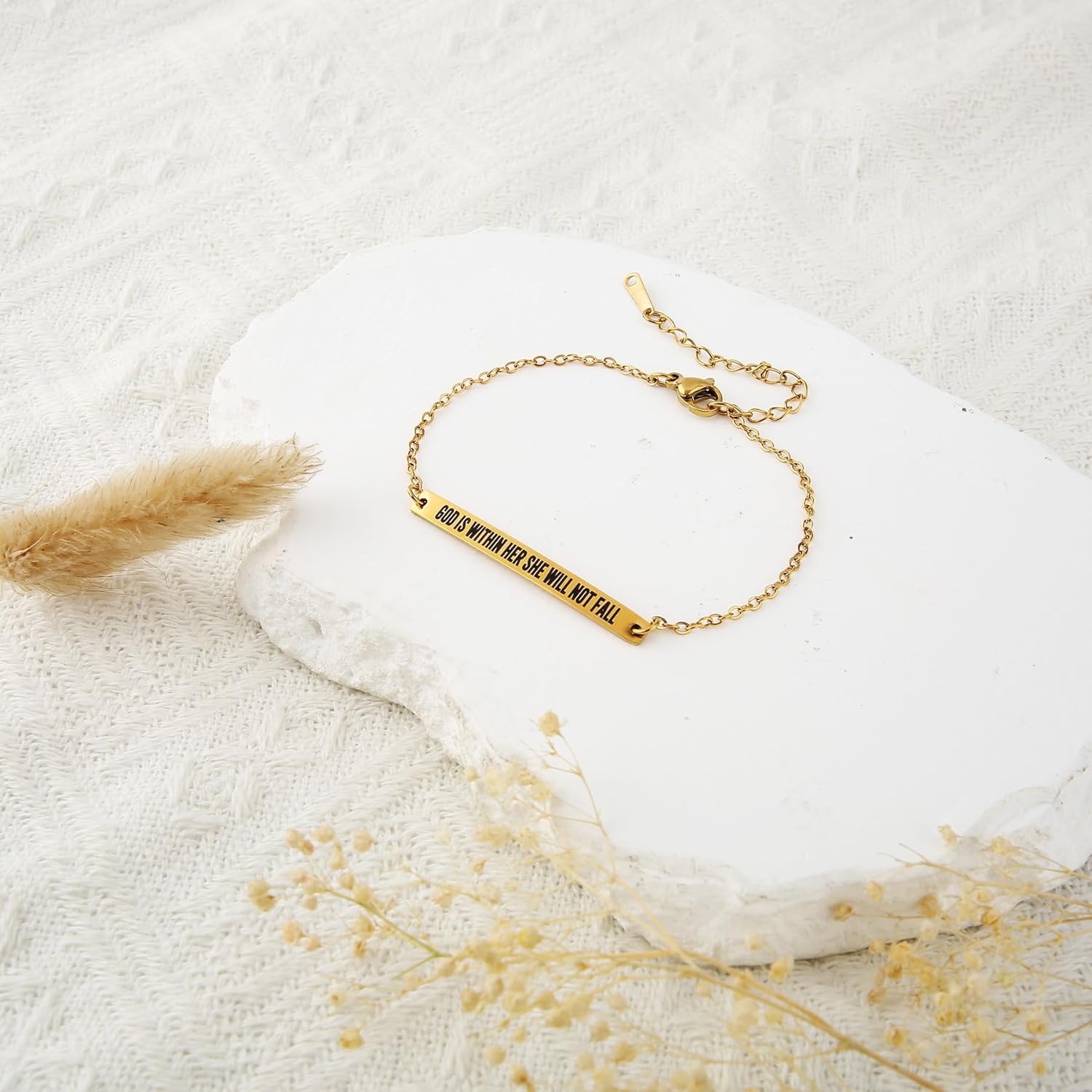 Dont Let The Hard Days Win Bracelet - Gold Hard Day Motivational Bangle Stainless Steel Engraved Words, Inspirational Chain Jewelry Gifts for Women Friend - Image 3