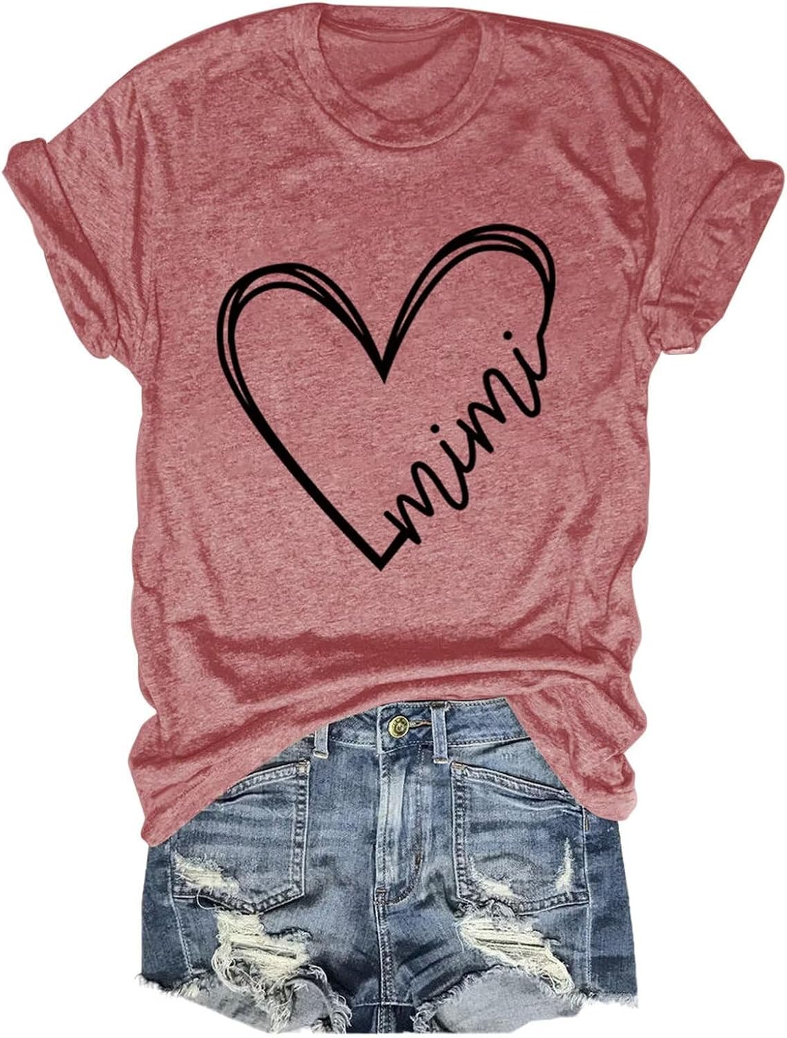 Mimi T-Shirt Women Funny Mimi Heart Graphic Grandma Shirt in My Grandma Era Casual Comfort Short Sleeve Tops