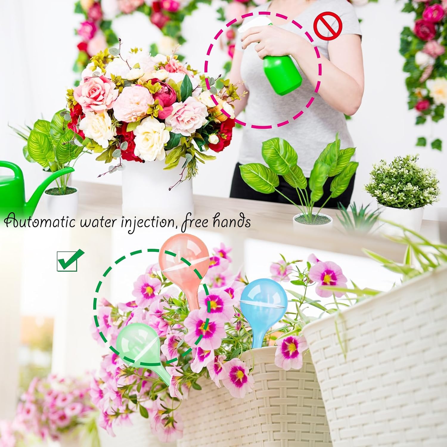 20 Pcs Plastic Plant Watering Globes,Self Watering Bulbs Ball,Garden Flower Water Automatic Device for Plant Indoor Outdoor,10 Colors,Small