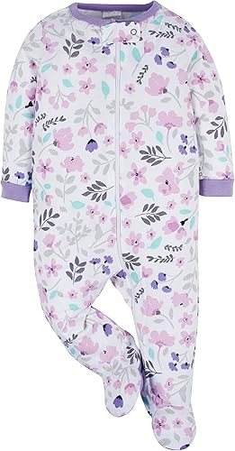 Miniatura 4 de Onesies Sleep n Play Paquete de 4 mamelucos con piecitos, para bebés y niñas pequeñas, para dormir y jugar
