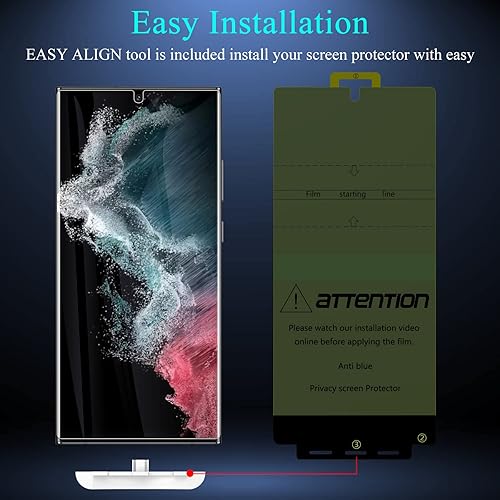 Miniatura 36 de LYWHL Paquete de 2 + 2 protectores de pantalla de privacidad para Samsung Galaxy S23 Ultra (no de vidrio), película flexible antiespía compatible