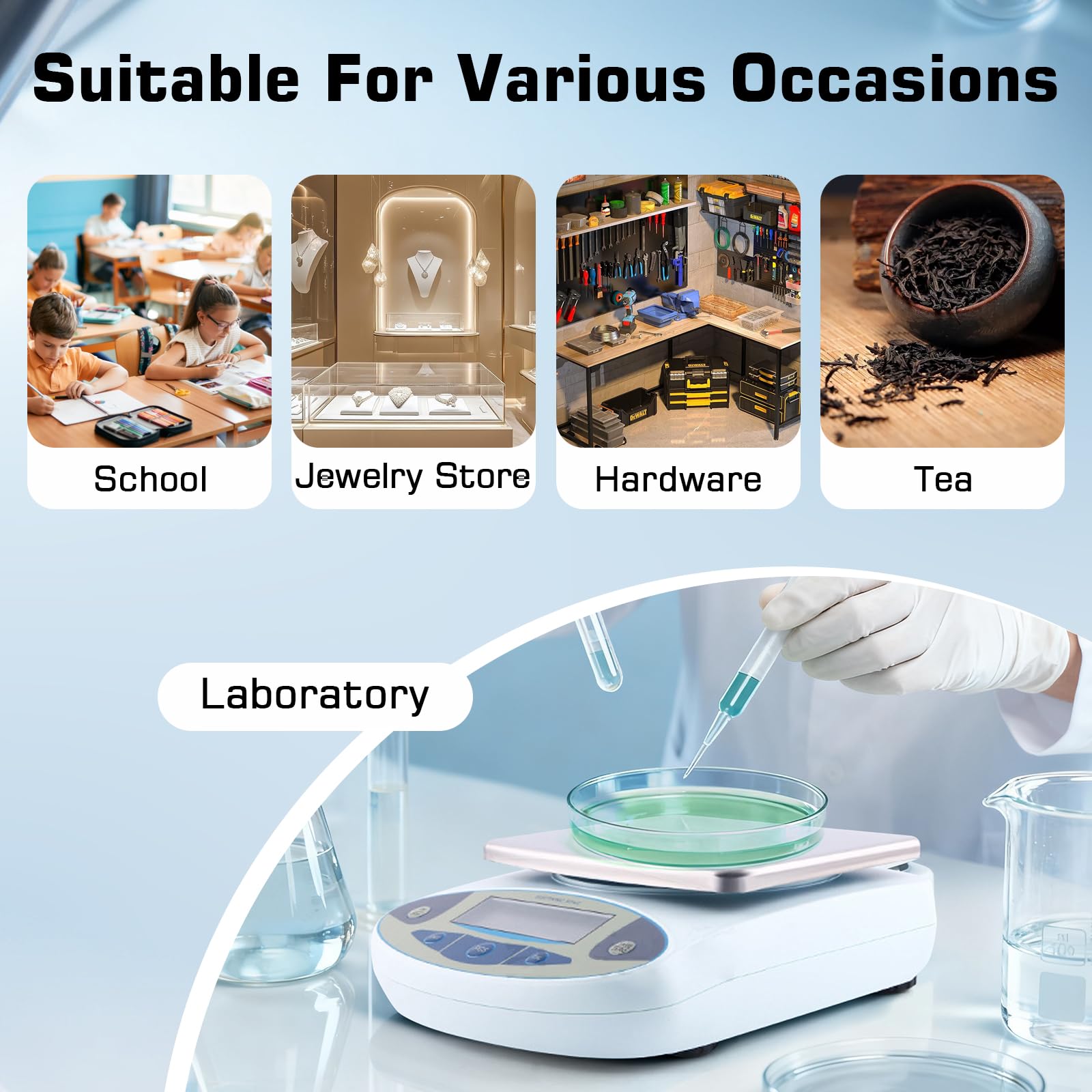 Balanza Precision,5000g x 0.01g Balanza de laboratorio,Digital Electrónica de Alta Precisión,Báscula Analític,Balanza de Joyería,Balanza Científica