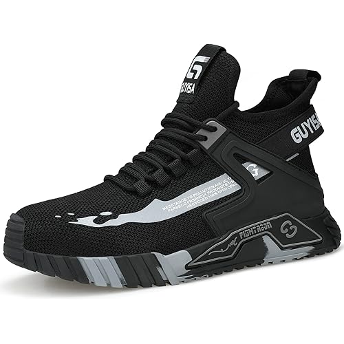 WOWSTICK Lightweight Work Safety Steel Toe Sneakers, Durable Breathable Light Construction Tennis Shoes