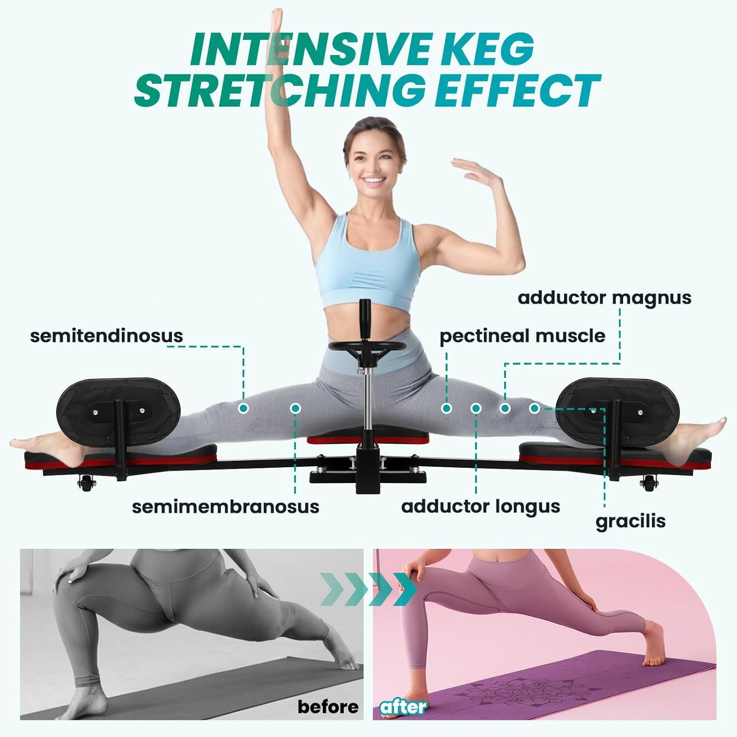 Stretch Machine for Splits Max 240°, 400 Lbs Weight Capacity, Adjustable Leg Stretcher Machine, Split Stretcher for Yoga, Dance, Flexibility