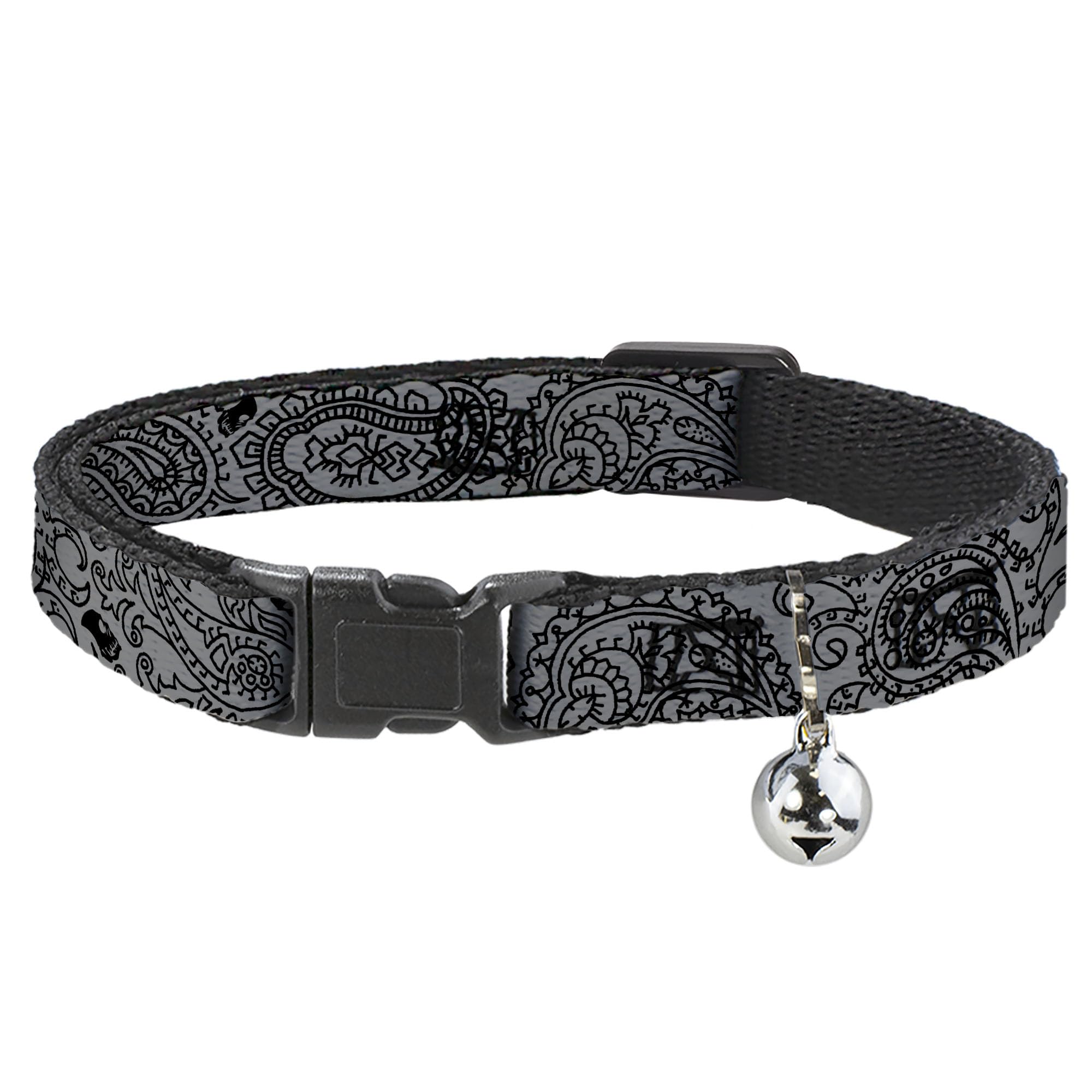 Collar para Gato Buckle-Down Calaveras de Cachemira Talla M con Cierre de Seguridad