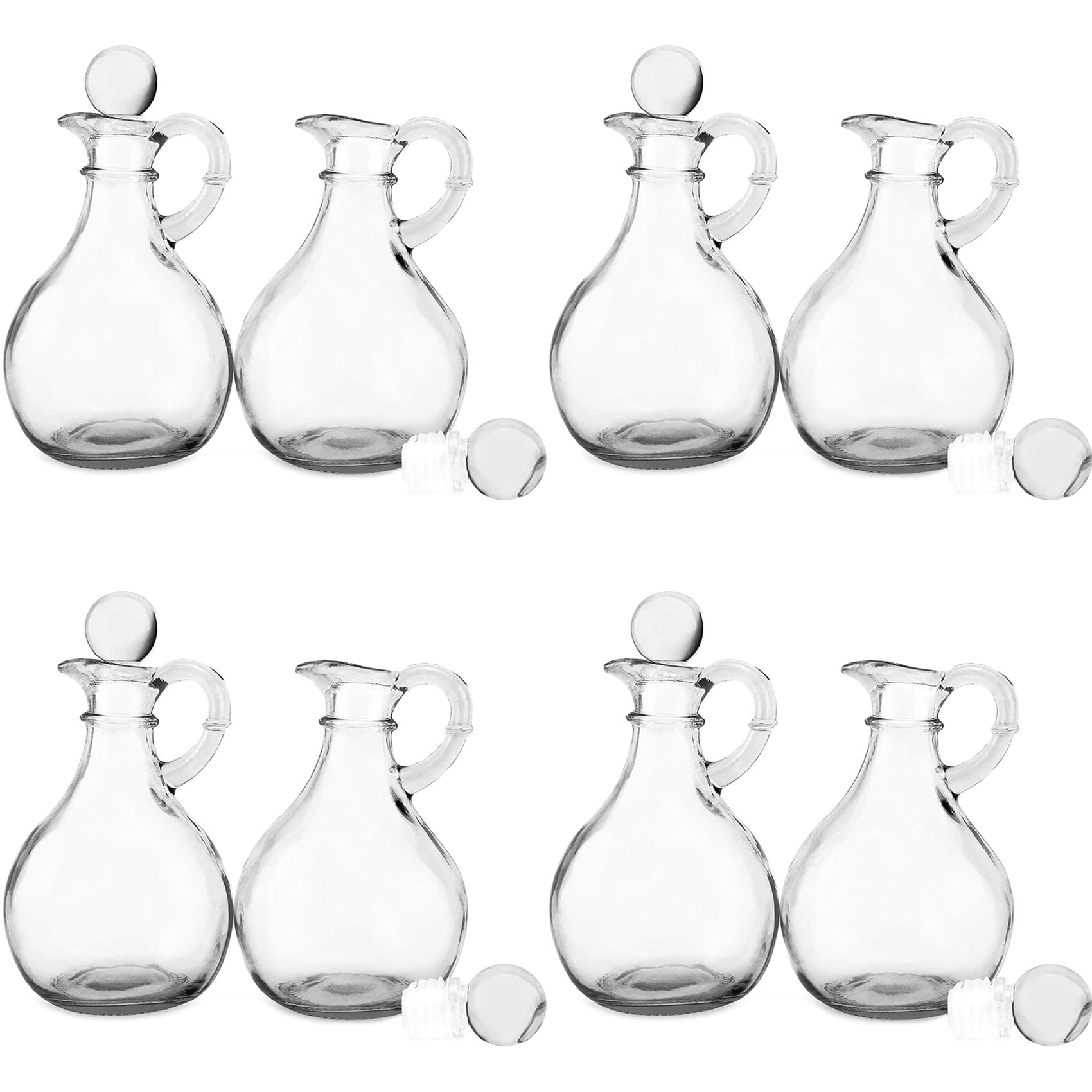 Hndhbfgrt Glass Oil and Vinegar Bottles (8 Piece Set) Round Glass Oil Dispenser Bottle with Stopper