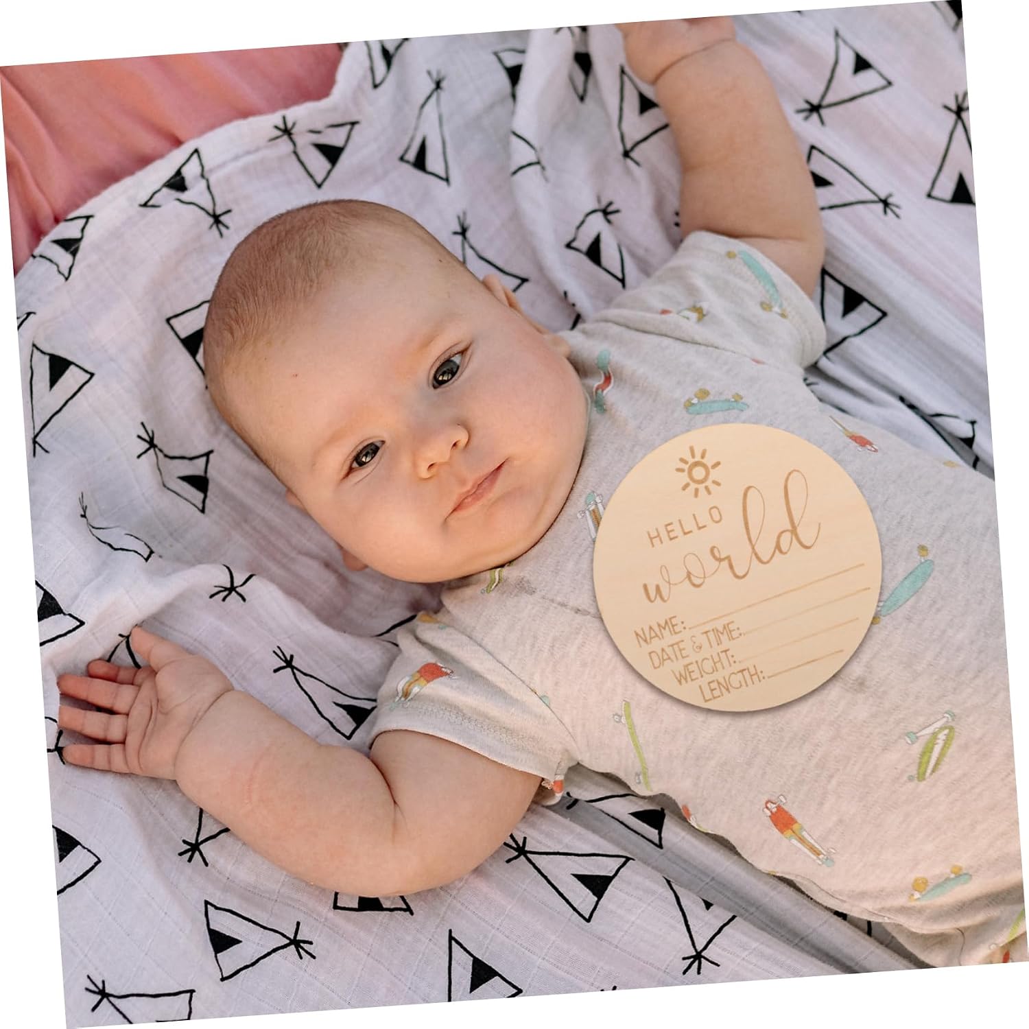 ERINGOGO 5 pcs Wooden Birth Announcement Sign Name Sign for Newborns Durable Name Cards for Photography Nursery Decor
