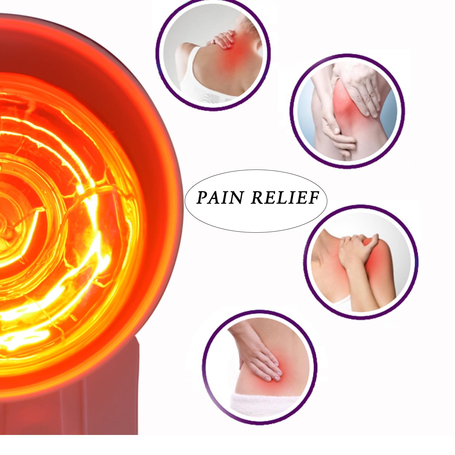 Lampe infrarouge,Infrared light therapy,Lampe infrarouge chauffante,150 Watt, avec minuterie et température réglable, angle réglable, pour détendre les muscles fatigués.