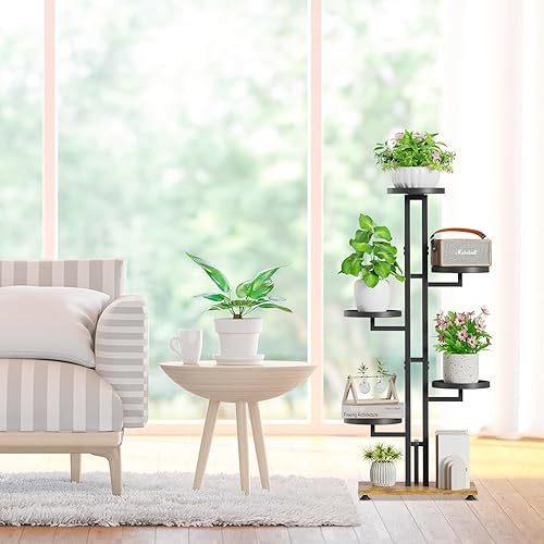 Miniatura 7 de iDavosic.ly Soporte para plantas de 5 niveles para interiores y exteriores, estante de esquina escalonada para múltiples macetas, estante de metal