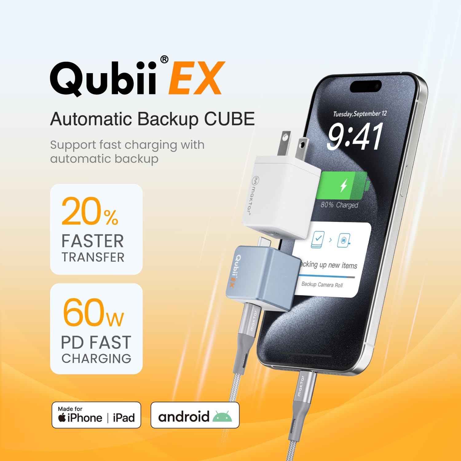 Amazon.com: Maktar Qubii EX USB-C Auto Photo Backup Flash Drive