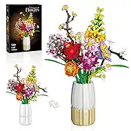 2 in 1 Vase Flowers Bouquet Building Set, Artificial Flowers Bouquet Sets for Adults & Women, for Wife Mom Mother, Comptatible with Lego Flowers Bouquet, 1458 PCS