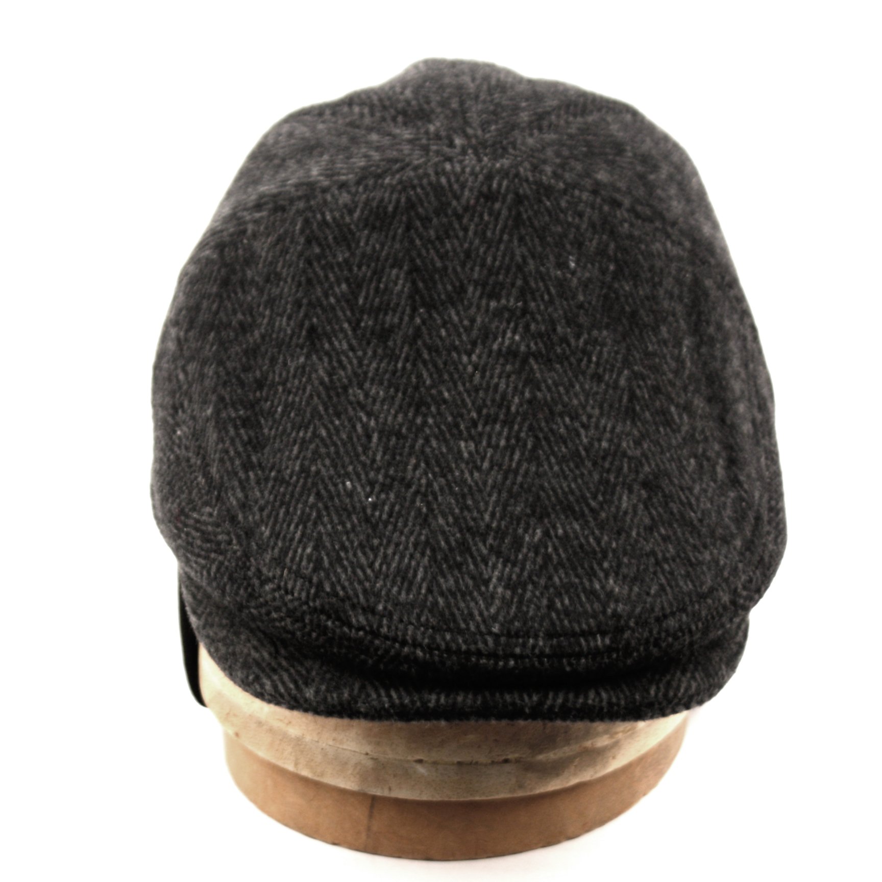 EPOCH HATS 100% Wool Herringbone Winter Ivy Cabbie Hat w/Fleece Earflaps – Driving Hat (L, IVE2341DK Gray)