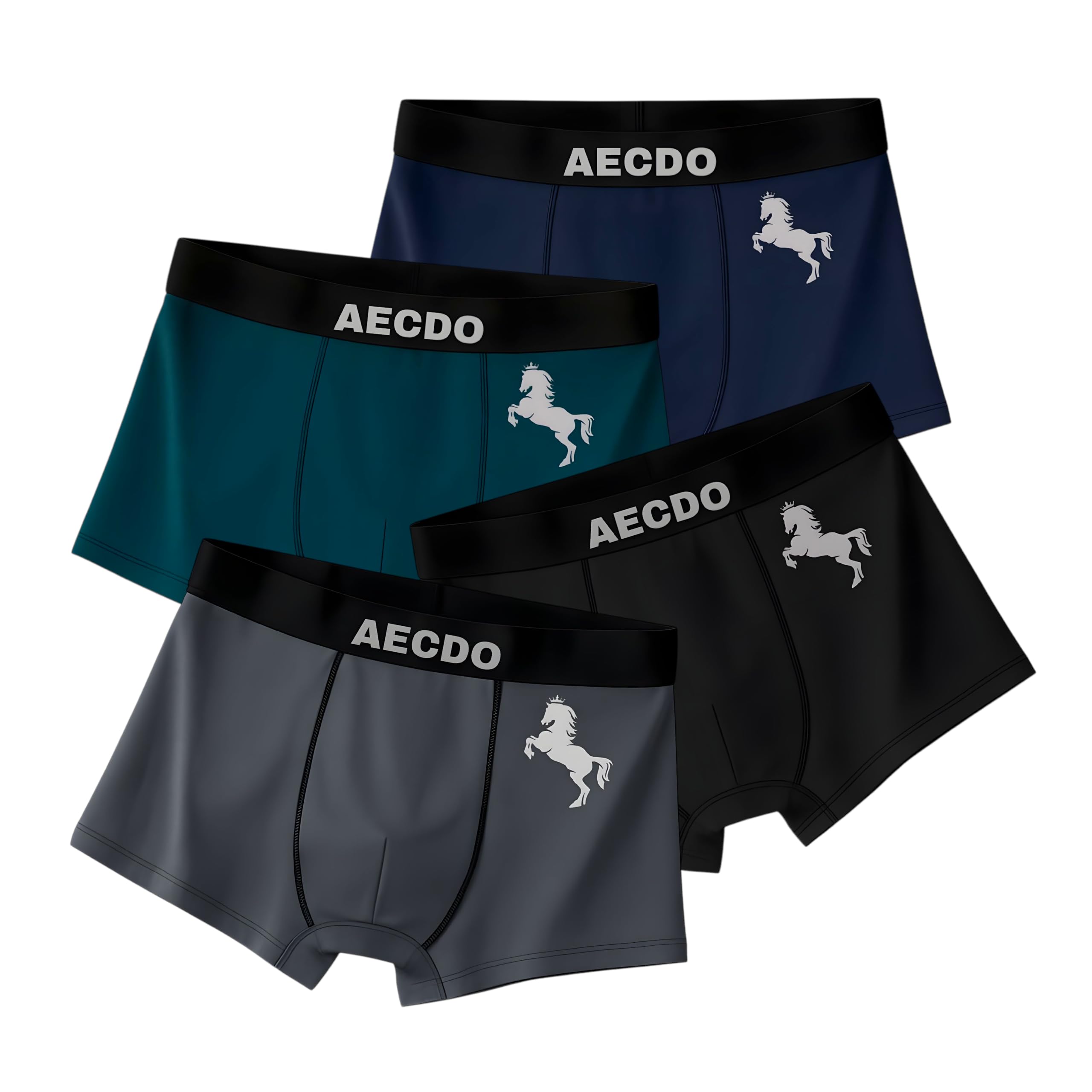 aecdo Men's Nylon Boxer Briefs with Horse Print, Multicolor Pack of 4-picture-37
