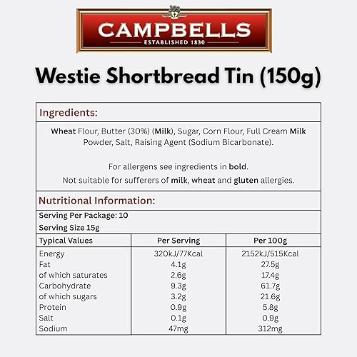 Miniatura 2 de Campbells All Butter Shortbread Cookies  Deliciosas galletas escocesas surtidas  en paquete de regalo de lata Westie de Escocia  Galletas blandas
