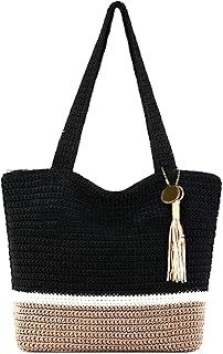 شنطة كتف كروشيه للبنات، أسود