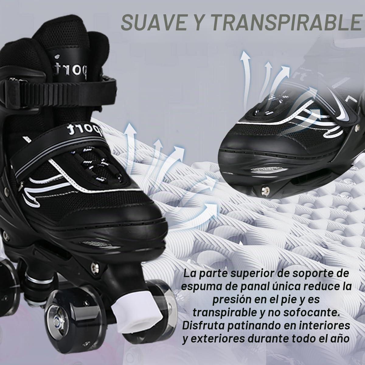 Patines de Ruedas para Niñas Niños, Patines 4 Ruedas Ajustables con Ruedas Luminosas para Niñas y Niños Principiantes
