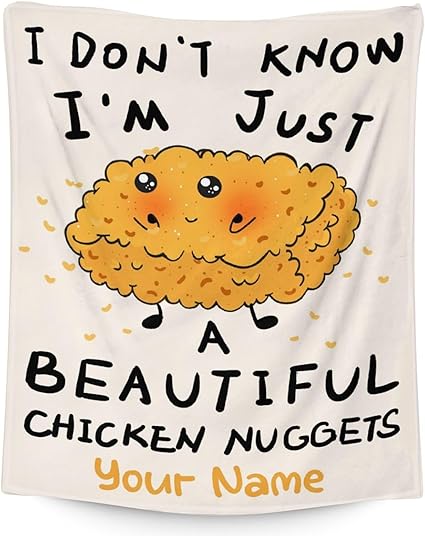 Mercuryelf Custom Chicken Nugget Blanket - Soft, Fuzzy & Warm - 30x40 Inches Small Throw Blankets for Lap, Crib - Beige Cute Throws Gift for Chicken Nugget Lovers
