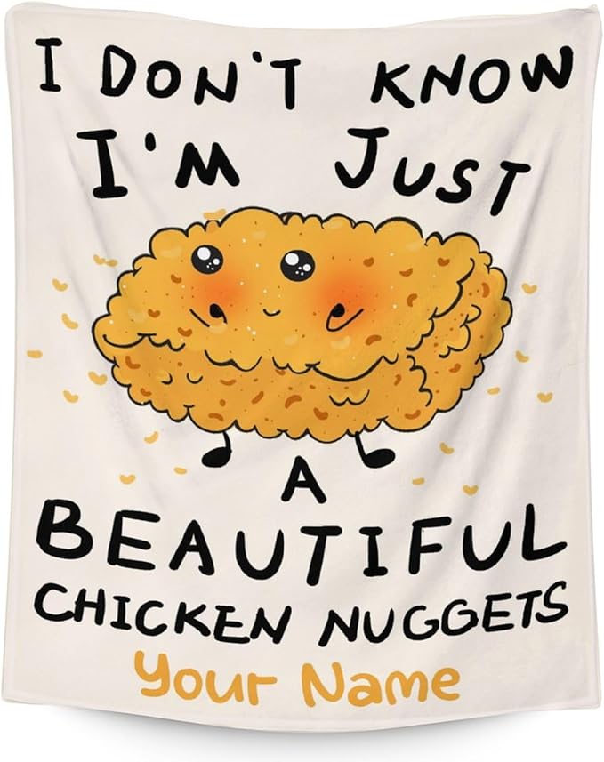 Mercuryelf Custom Chicken Nugget Blanket - Soft, Fuzzy & Warm - 30x40 Inches Small Throw Blankets for Lap, Crib - Beige Cute Throws Gift for Chicken Nugget Lovers
