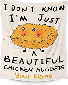 Mercuryelf Custom Chicken Nugget Blanket - Soft, Fuzzy & Warm - 30x40 Inches Small Throw Blankets for Lap, Crib - Beige Cute Throws Gift for Chicken Nugget Lovers