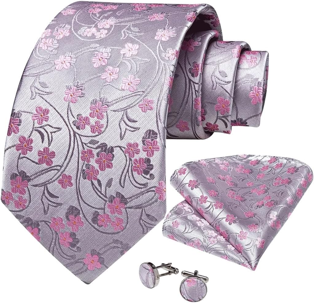 Men's Tie Sets Silk Ties for Men Wedding Party Man Handkerchief Brooch Cufflinks Neckties Accessories