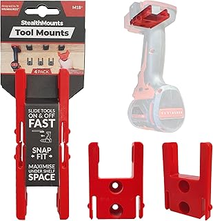 StealthMounts Locking Milwaukee Tool Holder 4 Pack of Milwaukee Tool Holder M18 Mount | Milwaukee Tool Organizer | Milwaukee Tool Storage | Milwaukee Drill Holder | M18 Tool Holder | Made in UK