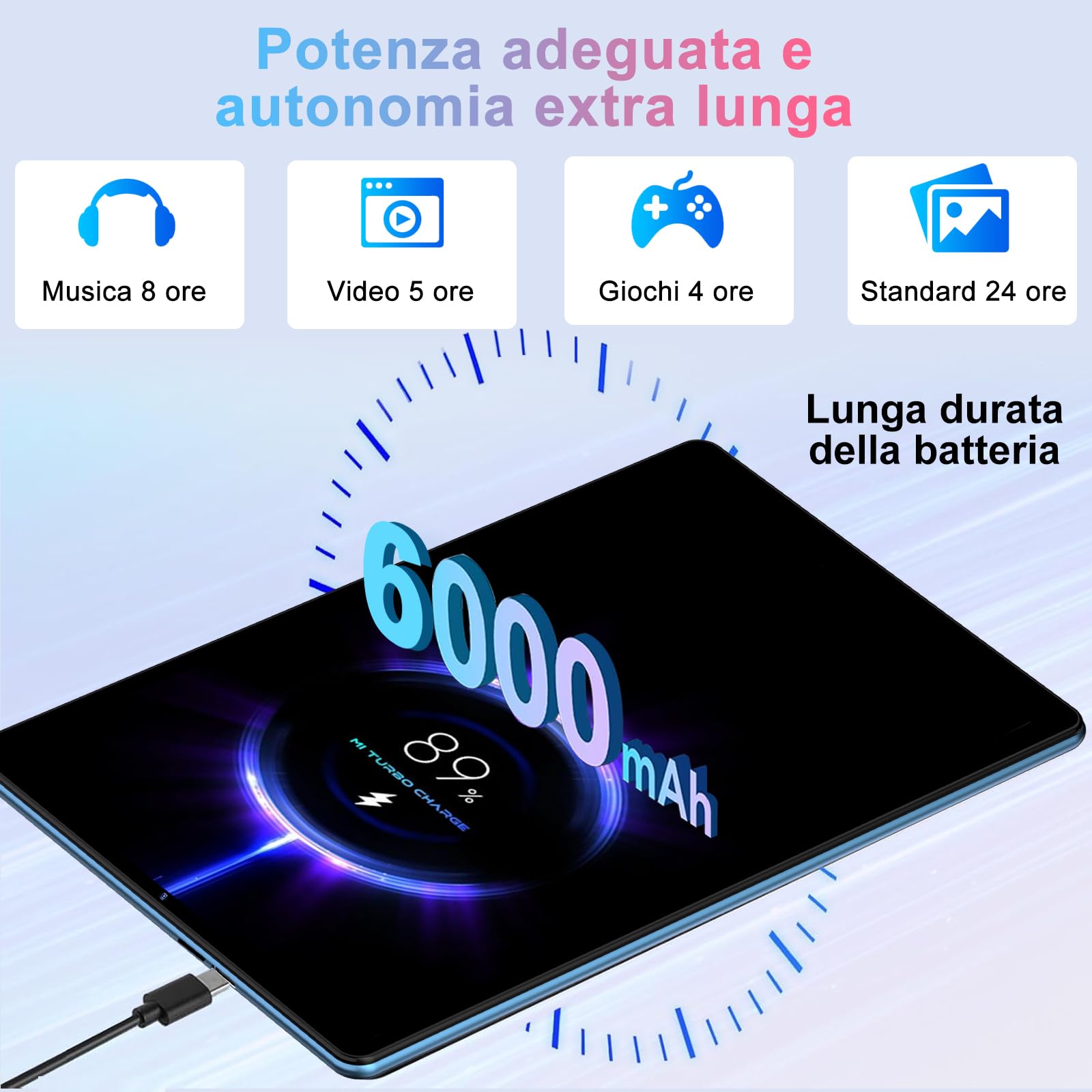 Biegedy Tablet 10 Pollici Android 15, Tablets 20GB RAM+128GB ROM (2TB TF), Octa-Core, Tablets 5G+2.4G WiFi 6, Widevine L1, GMS, Bluetooth 5.0, 6000mAh, 5+8MP, Tablet 2 in 1 Tastiera + Mouse - Blu
