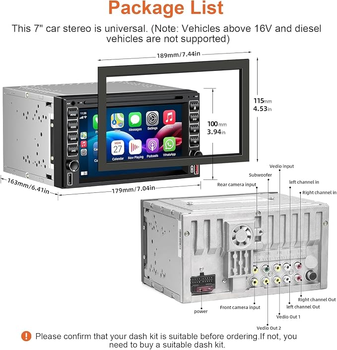 Radio coche doble din 7" CD/DVD Bluetooth pantalla táctil miniatura 7