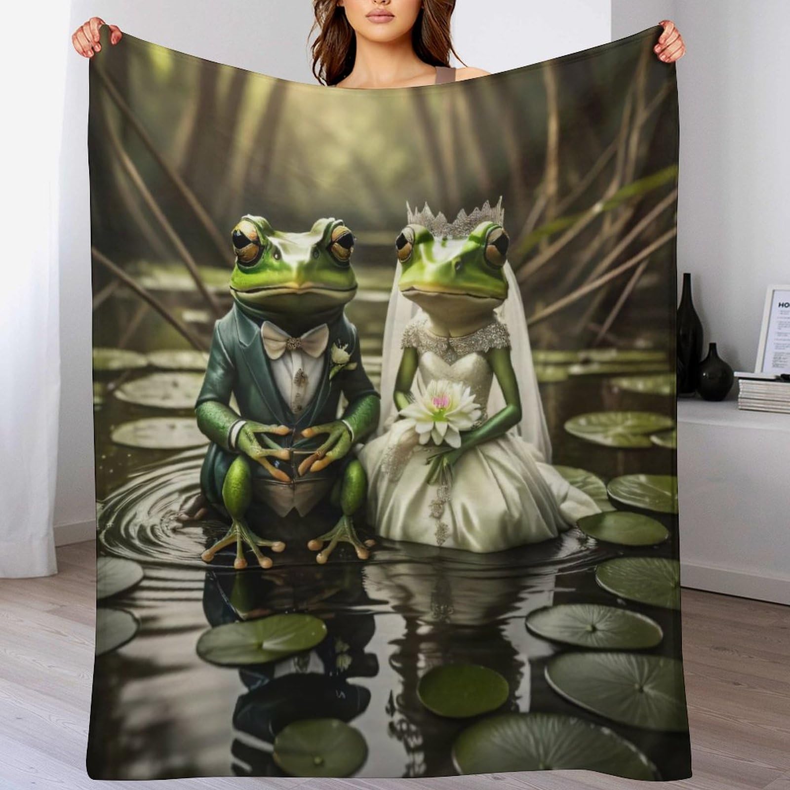 Couverture polaire grenouille cadeau original et doux pour lit d'enfant