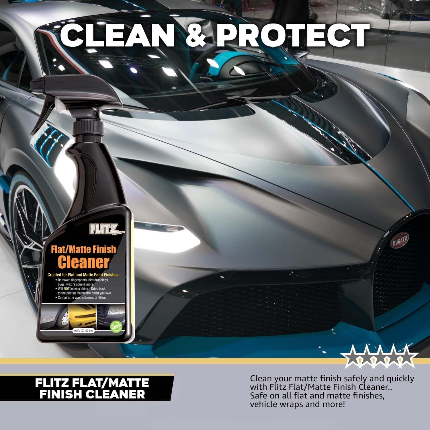 Flitz Flat Matte Finish Cleaner - 16oz Bottle of USA-Made Vinyl Wrap Spray to Easily Remove Grease, Wax, Dust, & More - Quick Drying Matte Paint Cleaner - Ideal for Cars, Motorcycles (3 Pack)