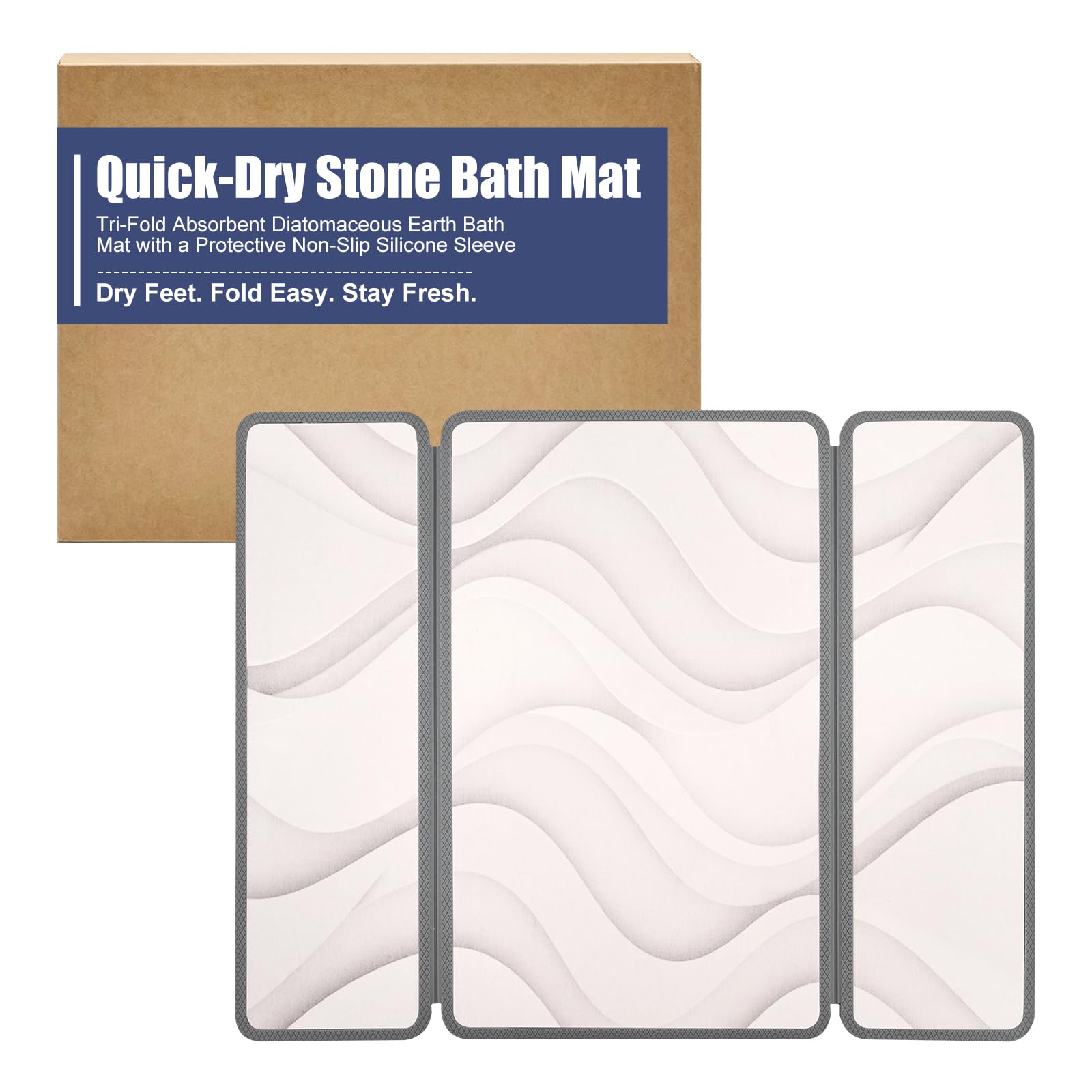 Tappeto Bagno Diatomite con Guscio Silicone (Multicolore/Dune, 50x40cm)