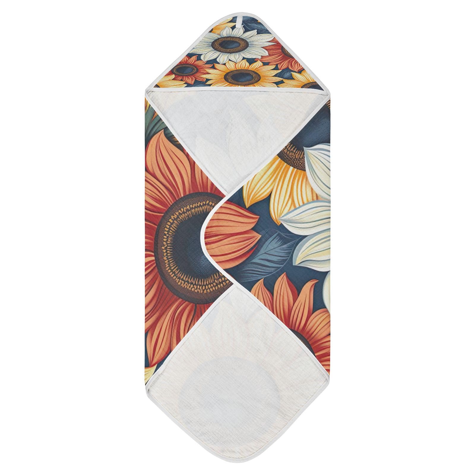 PaChyLuu Brilliant Sunflowers Baby Hooded Towel Soft Cotton Baby Towels Ultra Absorbent Bath Towel for Babies Boys Girls, 30x30 Inch