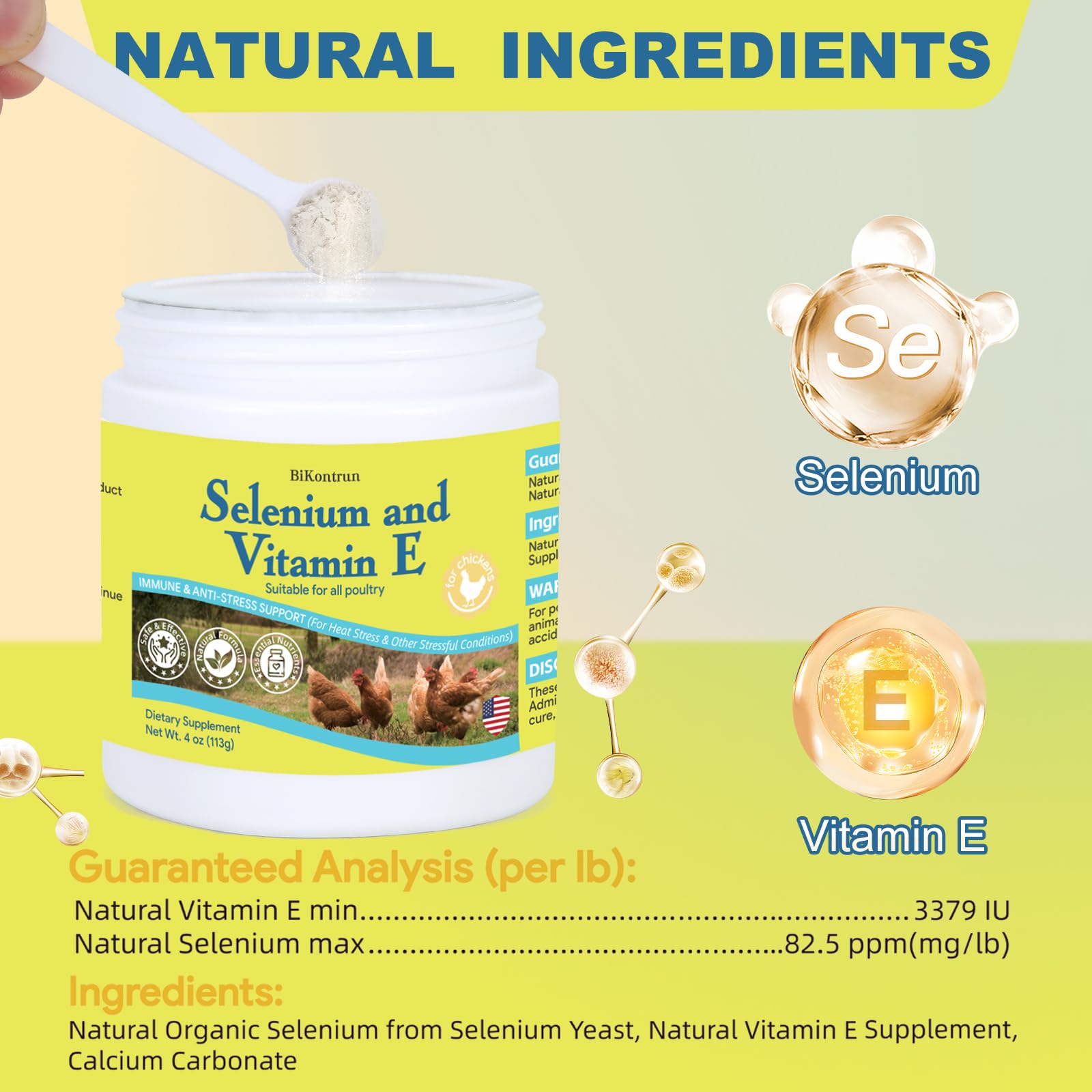 Selenium & Vitamin E Powder for Chickens, Selenium for Chickens, Immune System, Muscle Support & Prevents, Improve Wry Neck, Selenium, Vitamin E Supplements, Suitable for All Poultry, Chicken & More — Amazon image 5