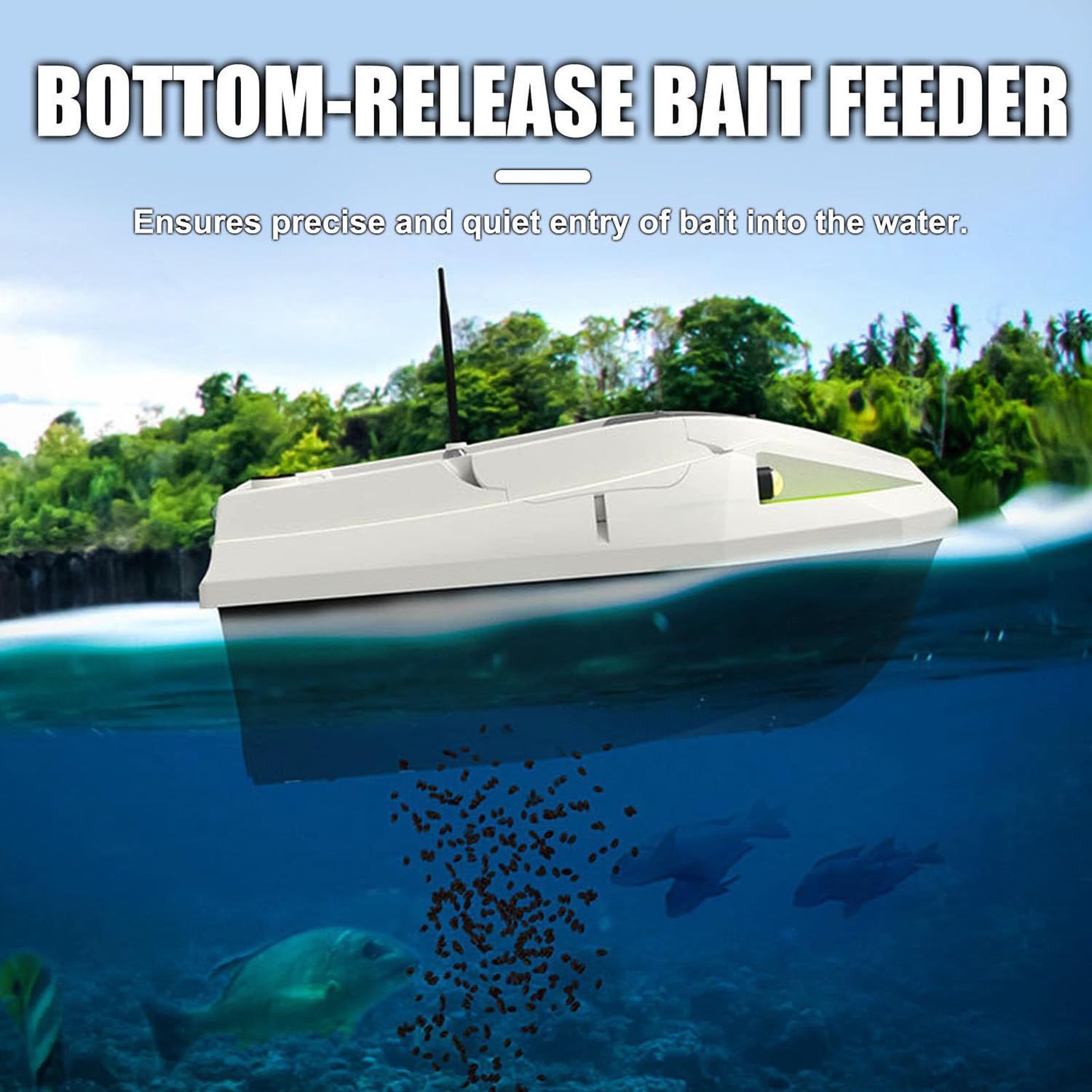 Barca da pesca con GPS, 2 batterie, luci notturne, posizionamento a 100 punti, ampio scomparto per capacità di carico di 2,5 kg, ideale per rilascio esche e ami da traina