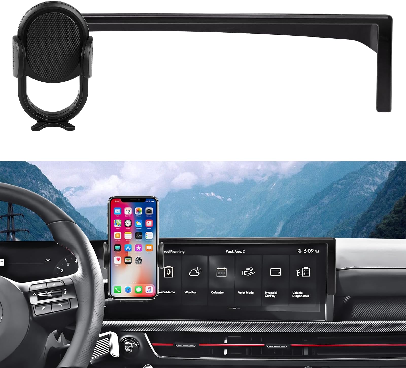 Autorder Car Phone Holder for 2024 2025 Hyundai Sonata Accessories Phone Mount 12.3-Inch Screen Cell Phone Automobile Cradles Hands-Free 360 Degree Rotation
