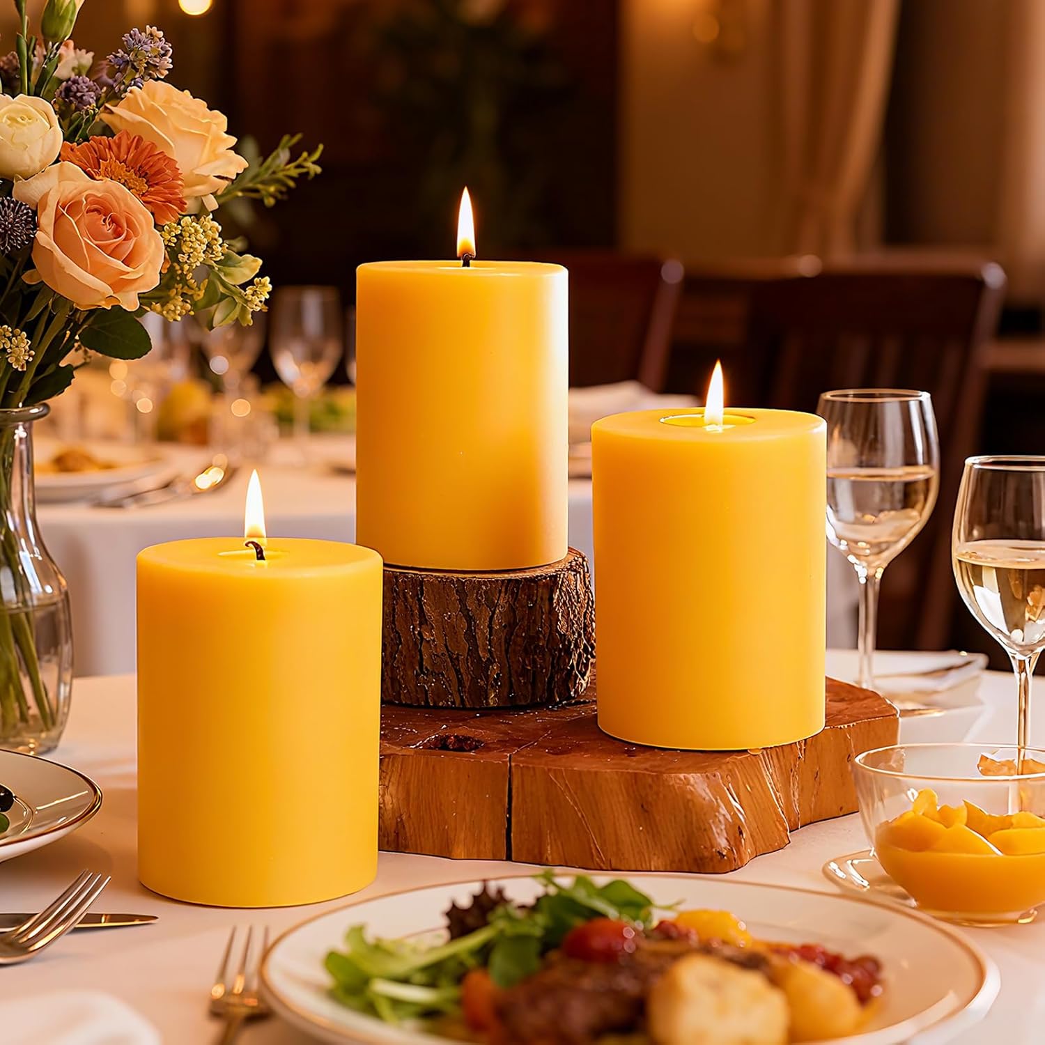 2 Packs 3" x 4" Natural Beeswax Pillar Candles,120 Hours Long Burning Emergency Candles 100% Pure Beeswax Candle,Blessed Bees Wax Candles for Home Room Paryer Parties,Smokeless & Dripless - Image 3