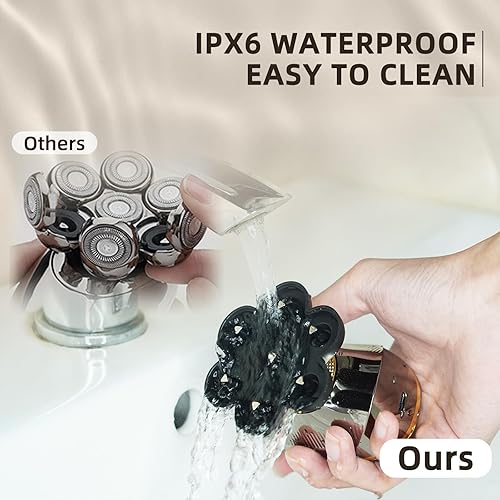 Miniatura 6 de Afeitadoras eléctricas de cabeza para hombres calvos, maquinilla de afeitar eléctrica 7D mejorada para hombres, afeitadora de cabeza seca y húmeda