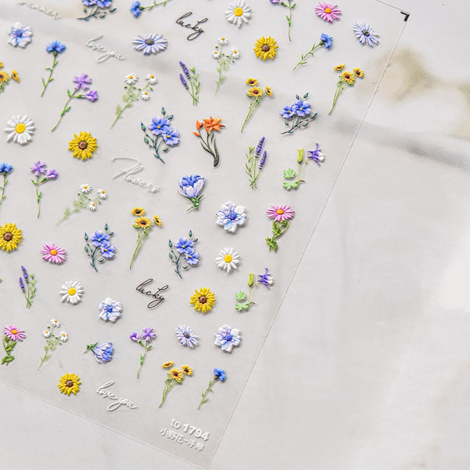 JMEOWIO 3D Nagelsticker Blumen – 4 Blätter, Selbstklebend, Für DIY-Nageldesigns