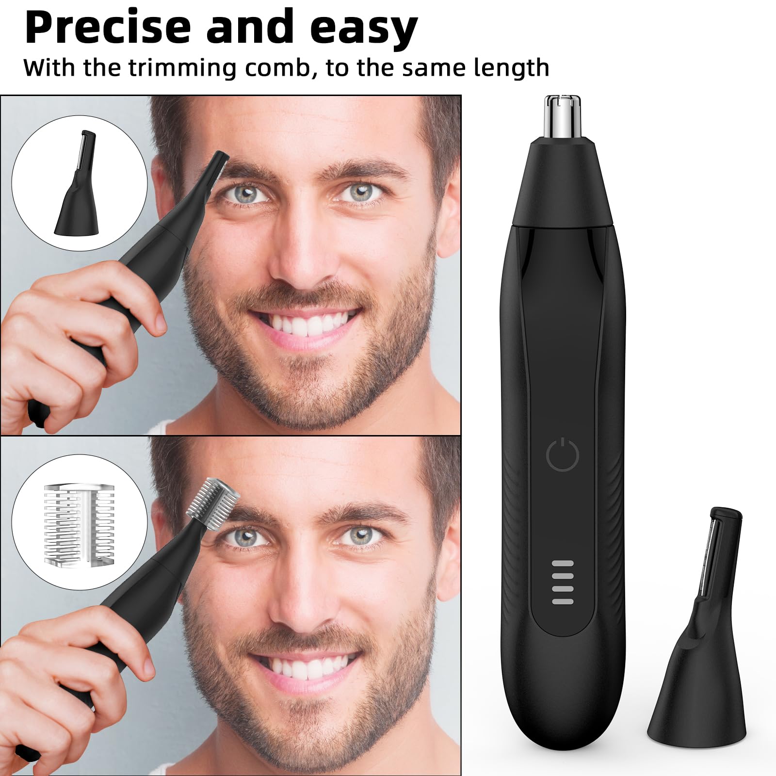 Nasenhaartrimmer, Wiederaufladbar Nasenhaarschneider 2 in 1 Set,Ohrhaarschneider mit Doppelschneideklingen Professioneller schmerzfreier Augenbrauen und esichtshaartrimmer