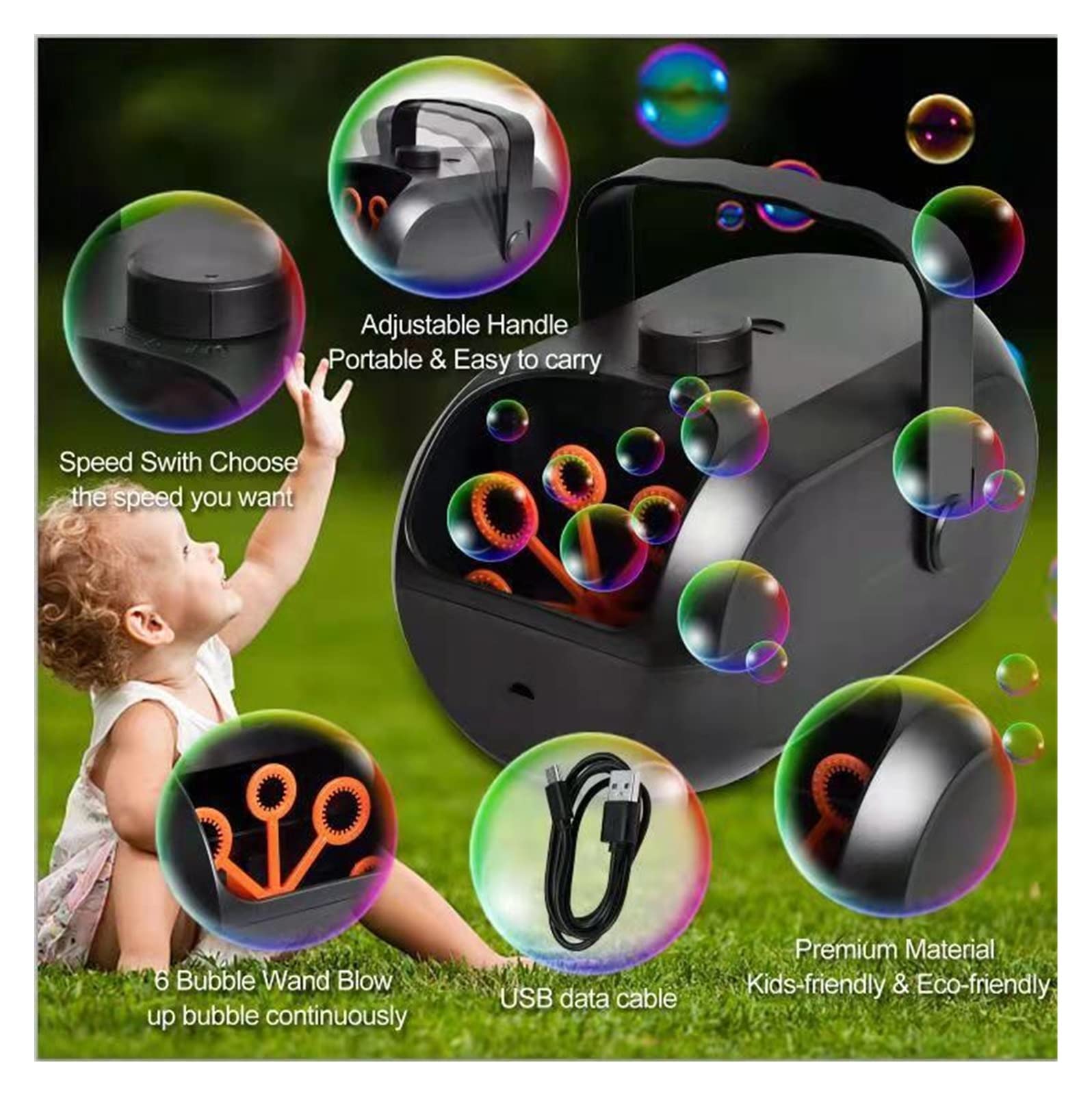 Seifenblasenmaschine Tragbare automatische Bubble Maker-Bubble-Blasende-Bubble-Bubble-Maschine for Hochzeitsbühnen- und Kinderblasenspielzeug Blasen für Hochzeiten