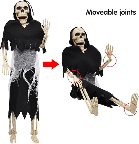 Miniatura 3 de JOYIN 2 piezas de 16 pulgadas de decoración de Halloween de esqueletos de Halloween de cuerpo completo posable